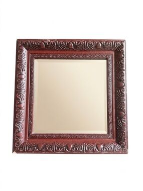 Classic Carved Square Wall Mirror - Brown